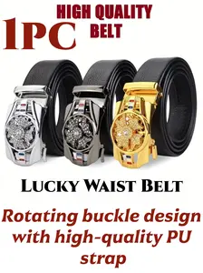 2026 New Men's Business Belt and Wallet Set, High-Quality PU Material, Durable and Stylish, Professional and Versatile Design, Rotating Buckle Design, Automatic Buckle, Lucky Waist Belt