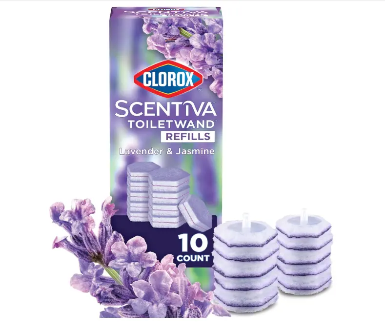 Scentiva ToiletWand Toilet Cleaner Refills, Toilet brush, Lavender and Jasmine, 10 Count