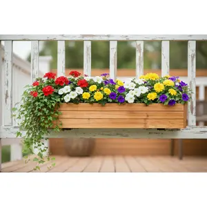 Cedar Clip-On Hanging Planter  Wooden Window Box for Deck & Fence Rails
