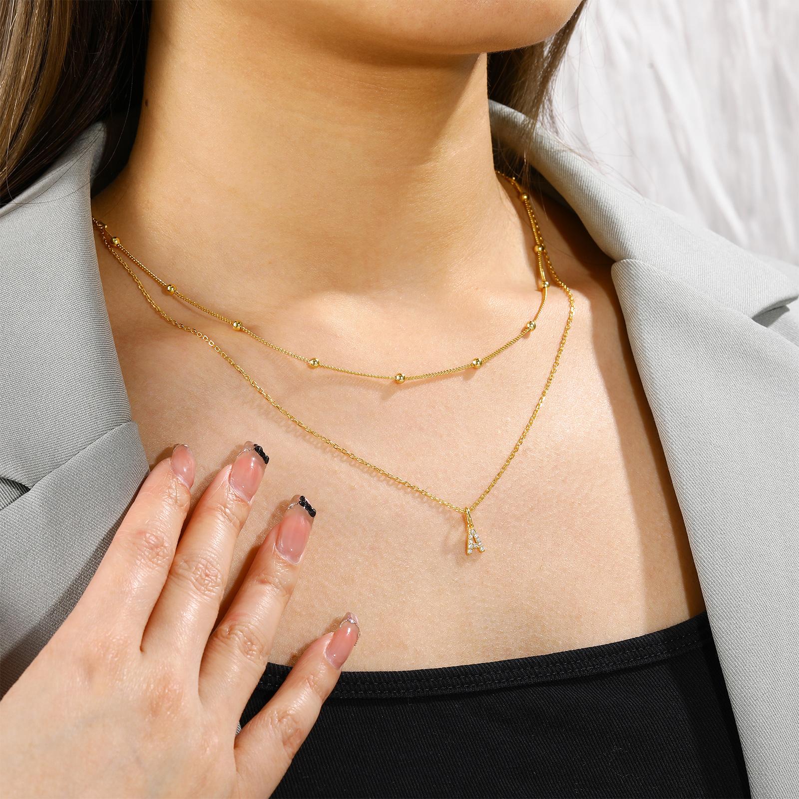 【#P68】 UCCIYO 18K Gold-Plated Minimalist Letter Pendant with Lab-Grown Moissanite S925 Sterling Silver Moissanite Pendant Necklace for Women Men Hip Hop Jewelry Gift