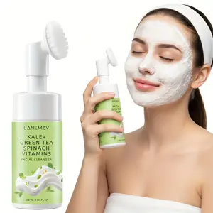Lanemay Kale, Green Tea & Spinach Vitamin Facial Cleansing Foam - vitamin-rich facial cleansing foam suitable for all skin types, paraben-free, with pore-minimizing and oil-controlling effects, and containing antioxidants, Facial Wash