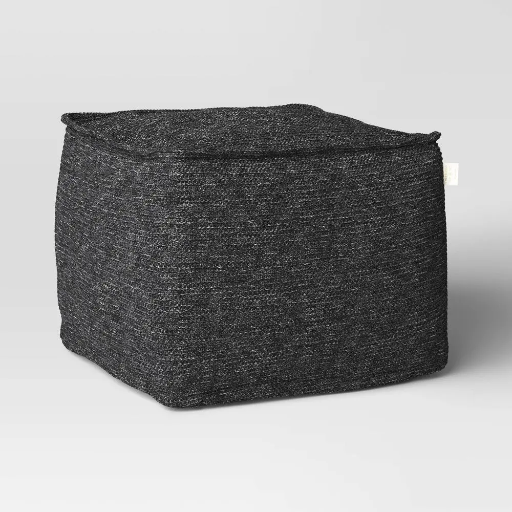 15"x20" Faux Natural Knit Pouf Black/Gray - Threshold
