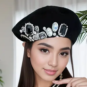 fisherman  beanie frontal wig lace hd 2x6  closure  quick  weave Korean Warm Wool Beret |   Handmade Rhinestone Pumpkin Hat, Breathable, Wool, Hot-stamping Craftsmanship. bunny  hat mink  cowboy wicker popcorn petal  update scarf bonnet  ski  mask