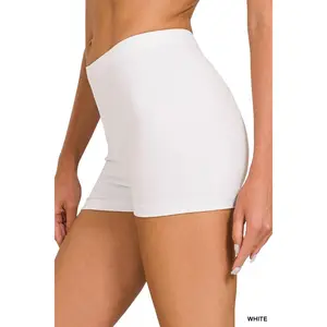 BRUSHED MICROFIBER WAISTBAND BIKER SHORTS