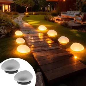 Solar-Powered Stone-Look Garden Lights, Outdoor Lights, Solar Garden Lamp — Featuring 4 LED Beads, Auto On/Off Function, and Waterproof Design. Eco-Friendly Lighting—Ideal Decor for Courtyards, Pathways, Gardens,  Wedding Parties (2-Pack).