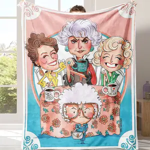 Golden Years Cartoon GG Blanket Warm Napping Blanket for Living Room Office Travel Versatile Gift Blanket Cartoon Print for All Seasons Halloween Decor Christmas Gifts Birthday Decorations Flannel Material Special Design