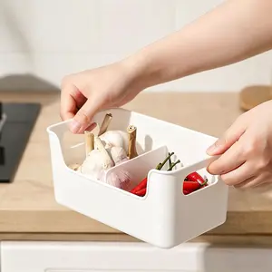 1pc Transparent Plastic Spice Storage Box with Adjustable Divider - Multi-Purpose Kitchen Organizer for Condiments, Snacks & Small Items - Suitable for Countertops, Refrigerator, Cabinet & Living Room Tabletop Storage