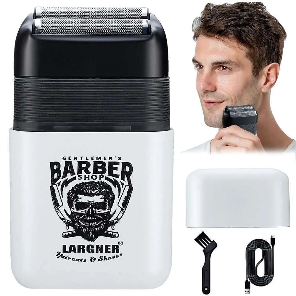 Waterproof Electric Razor, Rechargeable Beard Trimmer with 2 Floating Blade, Portable Beard Trimming Tool for Home & Travel Use
