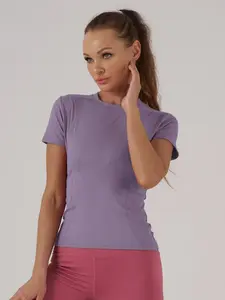 Women's Solid Color Round Neck Sports Tee, Breathable Quick Drying Short Sleeve T-Shirt for Workout Running, Ladies Sportswear, Activewear T Shirt, Gym Workout Tops for All Seasons