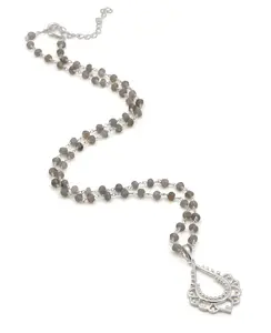 Lotus Drop and Labradorite Bead Necklace