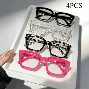 4 Pack Geometric Frame Glasses for Women & Men – Unisex Fashion Decorative Eyewear for Parties & Daily Wear