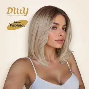 Fabiola -DWY Mono Lace Front Free Part Honey Brown Short Bob Glueless Synthetic Wig for Women 12 Inches