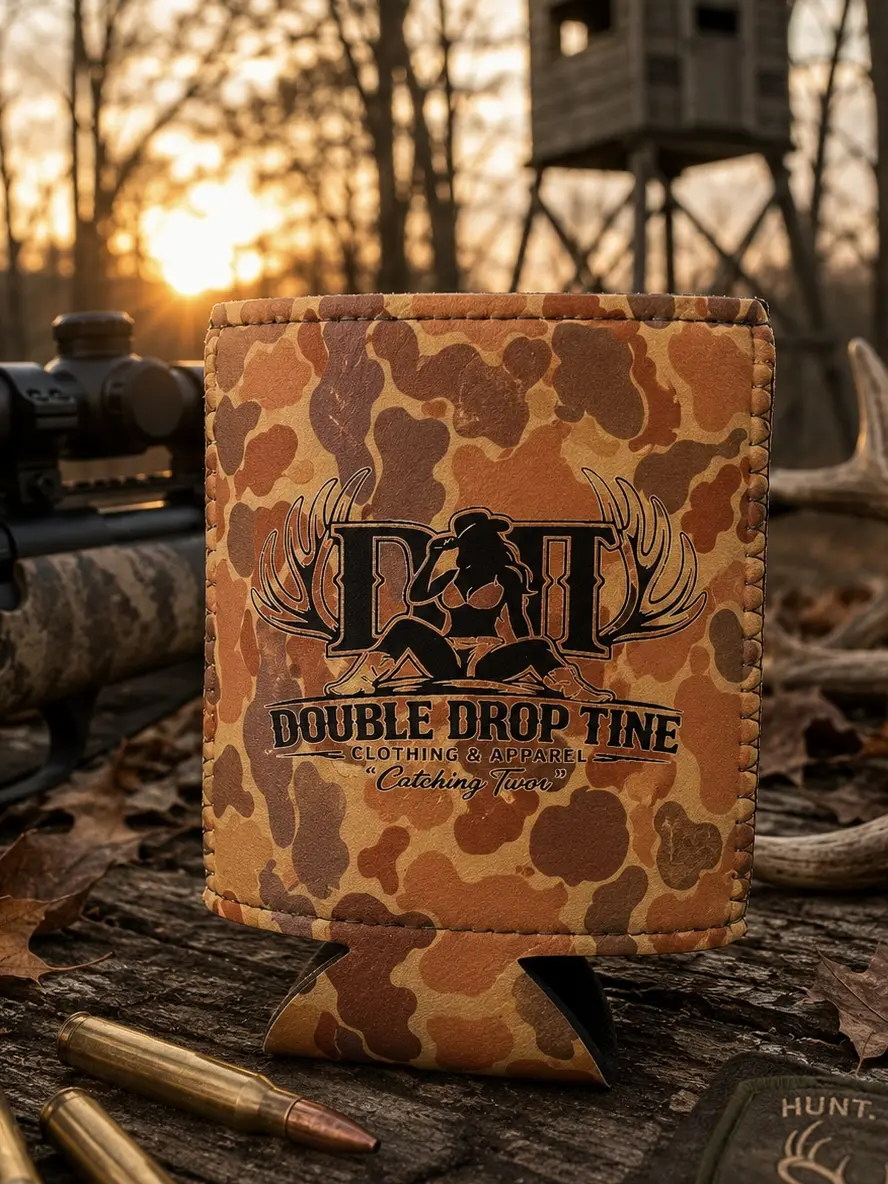 Sturdy Classic Stylish Leather Camo 12 oz Koozie, Insulated Drink Accessory for Beverage Temperature Retention, 12Oz