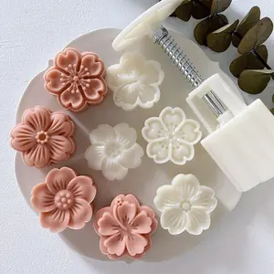 30g 6 Petals Hand Press Mooncake Mould Cherry Blossom Cookie Stamps Mid-Autumn Pastry Pie Making Baking Tools Accessories