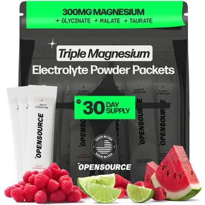 Triple Magnesium Electrolyte Powder Packets for Calm, Clarity & Recovery, Sugar Free Hydration Drink Mix, Glycinate Taurate Malate + Trace Minerals, Keto/Fasting/Carnivore, Variety Pack 30 Sticks - Watermelon Raspberry Lemon Lime