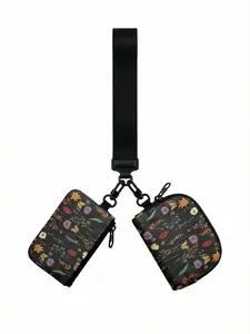 1pc Floral & Butterfly 2D Print 2-Piece Wristlet Bag Set, Lightweight | For Students & Office Ladies, Stylish & Practical Daily Carry