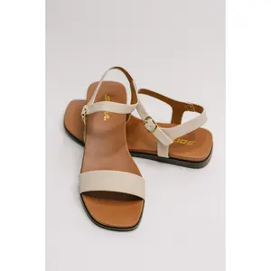 Riddle Ankle Strap Sandal in Beige