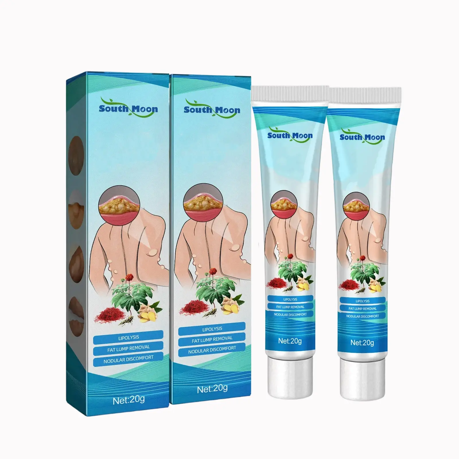 2PCS Natural Herbal Skin Smoothing Body Cream - Single Tube Body Moisturizer, Fast Absorbing, Lightweight Non-Greasy, 20g Daily Uneven Skin Texture Care, Long-Lasting Hydration