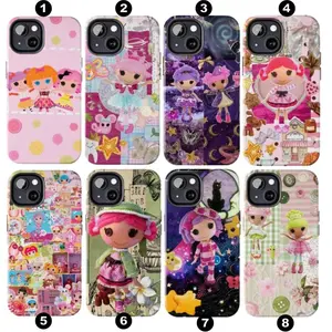 Lalaloopsy Phone Case, Cute Doll Aesthetic Pink Kawaii Collage Cover for iPhone X, 11, 12, 13, 14, 15 & more – SS Galaxy S21 to S25 Ultra, Plus with Suction