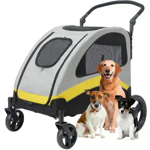 Dog Stroller Ultra-large 4 Wheels Pet Jogger Wagon Foldable Cart Travel Trolley Outdoor Animal Carrier Load Up To 55kg with Storage soft sided cat DIY Enclosure Platforms