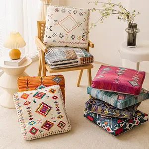 1pc Bohemian Style Thick Square Cushion for Four Seasons, Soft Filling for Dining Chair, Computer Chair, Office Chair, Relieves Sitting Pain