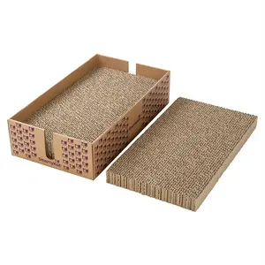 SmartyKat Super Scratcher & Stacker Box, Wide Corrugated Cat Scratcher for Cats & Kittens, Catnip Infusion Technology, Recycled Material, 3-Pack