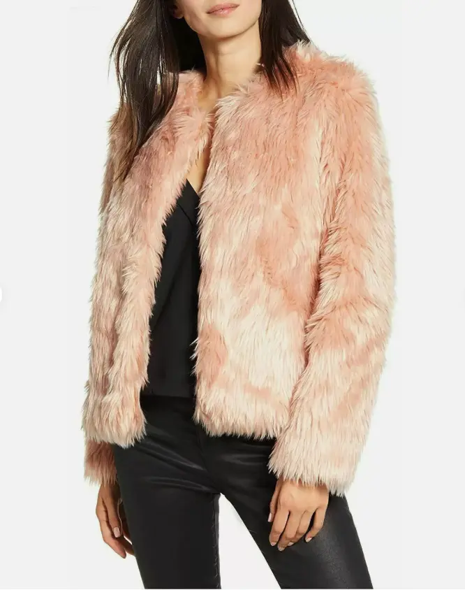 Chelsea 28 faux fur pink coat