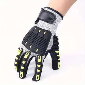TPR anti-crush, anti-collision, anti-impact style gloves, level 5 cut and puncture resistant, anti-slip, wear-resistant professional mechanical protection work gloves.