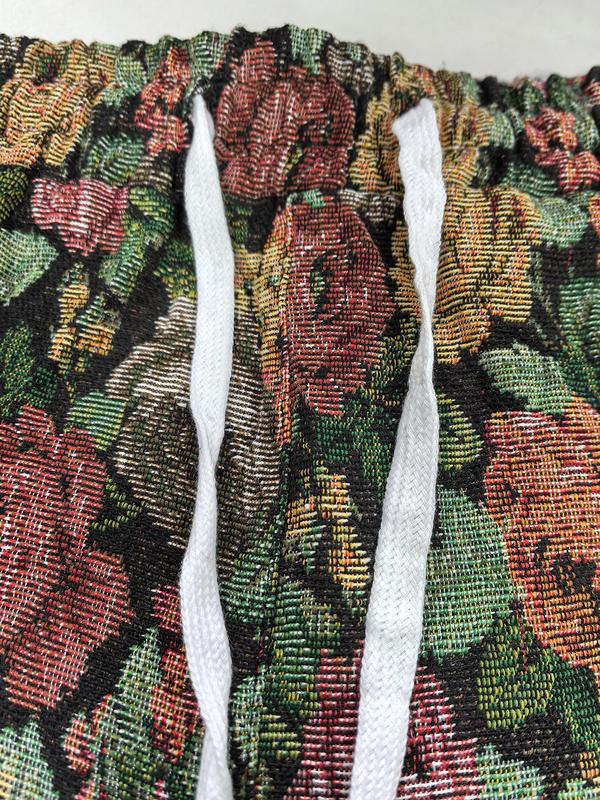 Men's Casual Floral Woven Pants, Elastic Drawstring Waist, Loose Fit, Perfect for Beach Vacation & Music Festivals