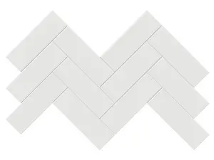 2 X 6 In Herringbone Soho Vintage Grey Glossy Glazed Porcelain Mosaic