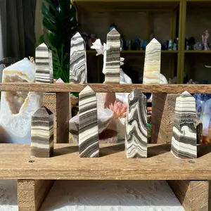 Natural Crystal Zebra Calcite Point Collection
