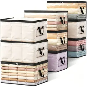 9-pack clothing storage bags with foldable thick blankets for organizing clothing storage bags, bedding bags (transparent) Window