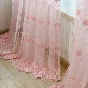 Modern Embroidered Half-Blackout Window Curtain, Mosquito Proof Breathable, Ideal for Bedroom Living Room, Romantic Dreamy Atmosphere