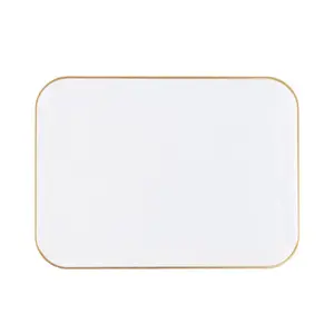 8" x 11" Organic White and Gold Rectangle Serving Dish - 2 Pack
