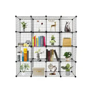 outstanding quality  1pc 16 Wire Cube Storage Origami Shees Metal Grid Multifunction Sheing Unit Modular Cubbies Organizer Bookcase