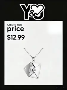 Double-Sided Foldable Origami Envelope Locket with Hidden "Love You" Plaque for Romantic Couple Accessories Gold Plated Amulet Necklace Initial Golden Heart Necklace