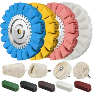 13 count 8" S-Shape Airway Buffing Wheel Kit,16-Layer  Metal Polishing Wheel, 5/8" Arbor, 5 Compounds & 4 Detail Wheels for Semi  Wheels,  Tanks, Bumpers, Steps &  Plates