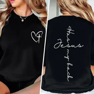 Jesus Has My Back Print T Shirt Jesus Has My Back Print T Shirt