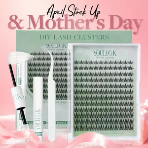 YOULUCK Manga Lash Clusters Waterproof & Windproof Long-Lasting Ultra-Thin Invisible Band Bond & Remover Makeup for Girls Beginner Friendly
