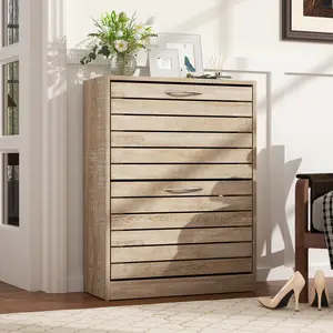 FUFU&GAGA Modern Shoe Storage Cabinet with 2 Flip Drawers for Entryway, Freestanding Rack Organizer
