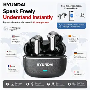 HYUNDAI G18 In-Ear Wireless Headphones with Bluetooth 6.0, Supports 169-Language Translation, Premium Build Quality, Luxurious Leather Texture with Metallic Sheen, Intelligent ENC Noise Cancellation, Audio Headset for Music & Calls