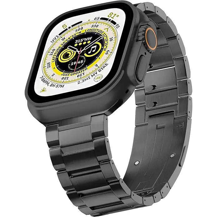 LDFAS Apple Watch Ultra 3/2 Band 49mm, Series 10 46mm Titanium Metal[Super Scratch Resistant] Men Watch Strap Compatible for Apple Watch 9/8 45mm Band