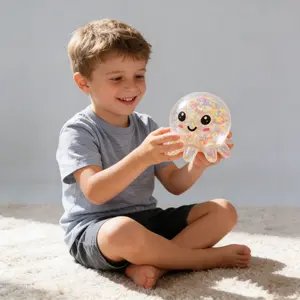 Luminous Random Color Octopus Squeeze Ball - Cute Kawaii Stress Relief Toy for Adults