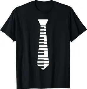 Cotton Graphic Tees Streetwear Gifts Piano Necktie Piano Player Pianist Classical Music Musician T-Shirt