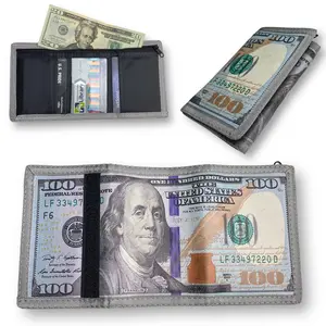100 Dollar Bill Printed Trifold Wallet Compact Design for Secure Storage and Organization