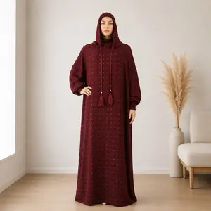 Women's Polka Dot Modest Clothing 2-Piece Prayer Abaya Set with Matching Hijab, Modest Fashion Abayas, Elegant Dress for Daily Wear & Eid