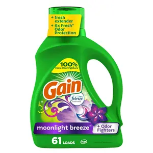 Gain + Aroma Boost Liquid Laundry Detergent, Moonlight Breeze Scent, 45 Loads, 65 fl oz, HE Compatible
