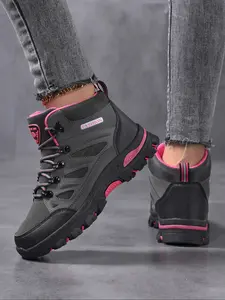 Women's High-Top Waterproof Hiking Boots, Anti-Slip Warm Shoes Trekking Camping Shoes for Outdoor Adventure & Cold Weather, Winter Footwear for Women