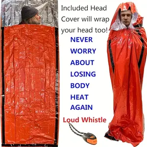 1PC emergency sleeping bag portable emergency blanket thermal insulation bag sleeping bag, waterproof and lightweight life-saving equipment, Outdoor Survival Supplies, suitable for camping, hiking, outdoor activities