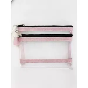 3pcs Double Layer Zipper Mesh Storage Bag, Portable Design, Ideal for Travel, Cosmetics, Jewelry, Emergency Kit, Perfect Gift